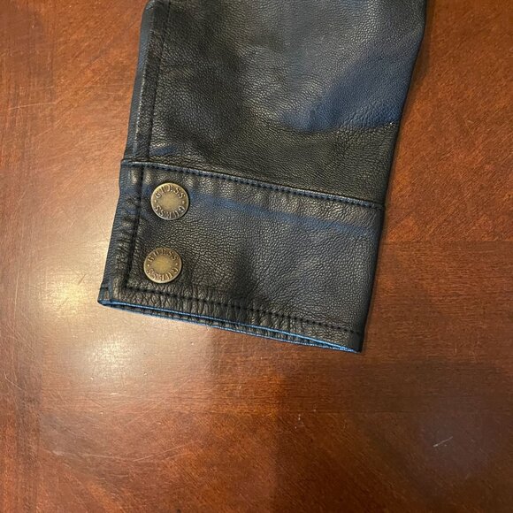 Guess Womens Black Faux Leather Jacket With Snap Buttons Size S - Picture 10 of 11